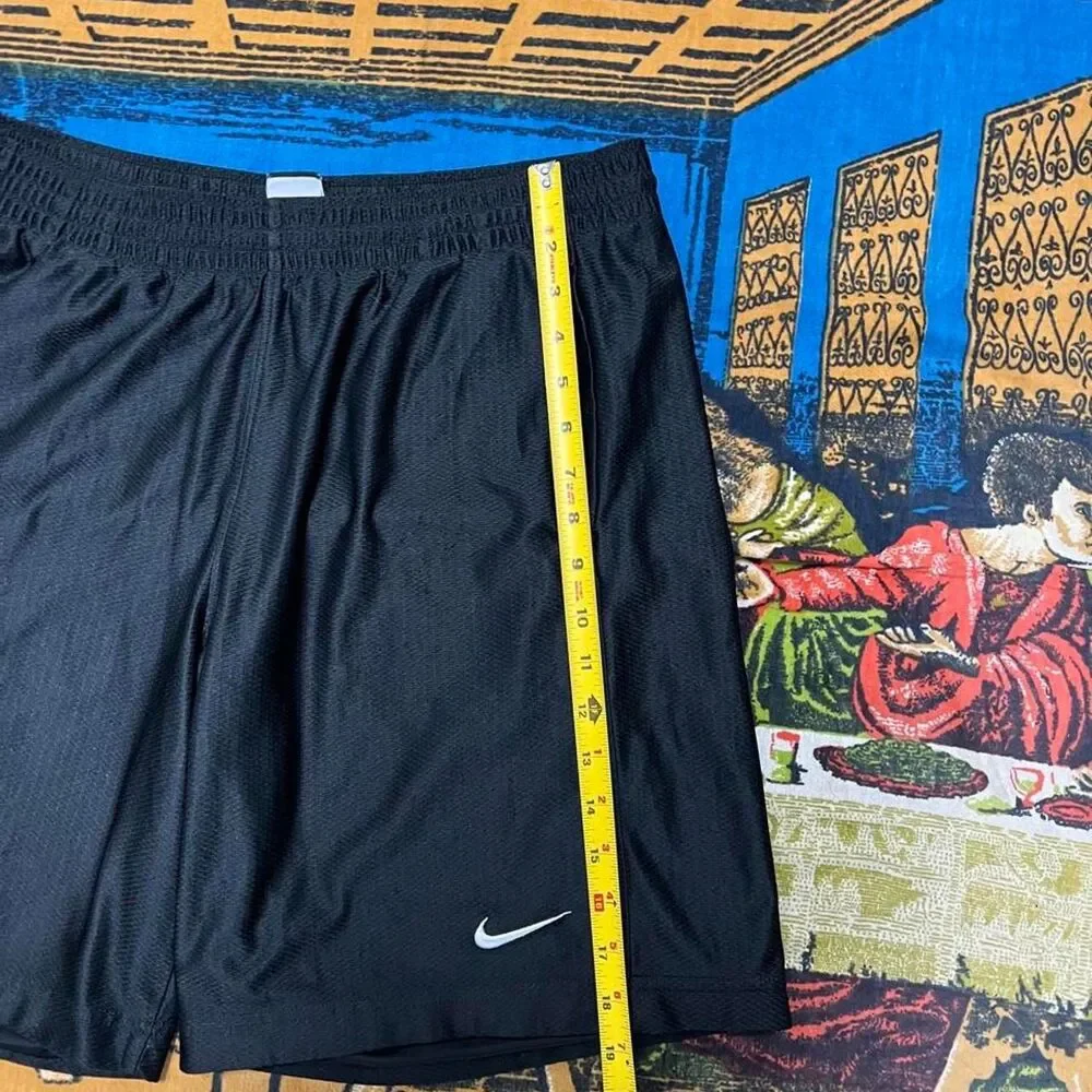 Black Nike satin basketball shorts Size large baggy dazzle shiny long jorts y2k